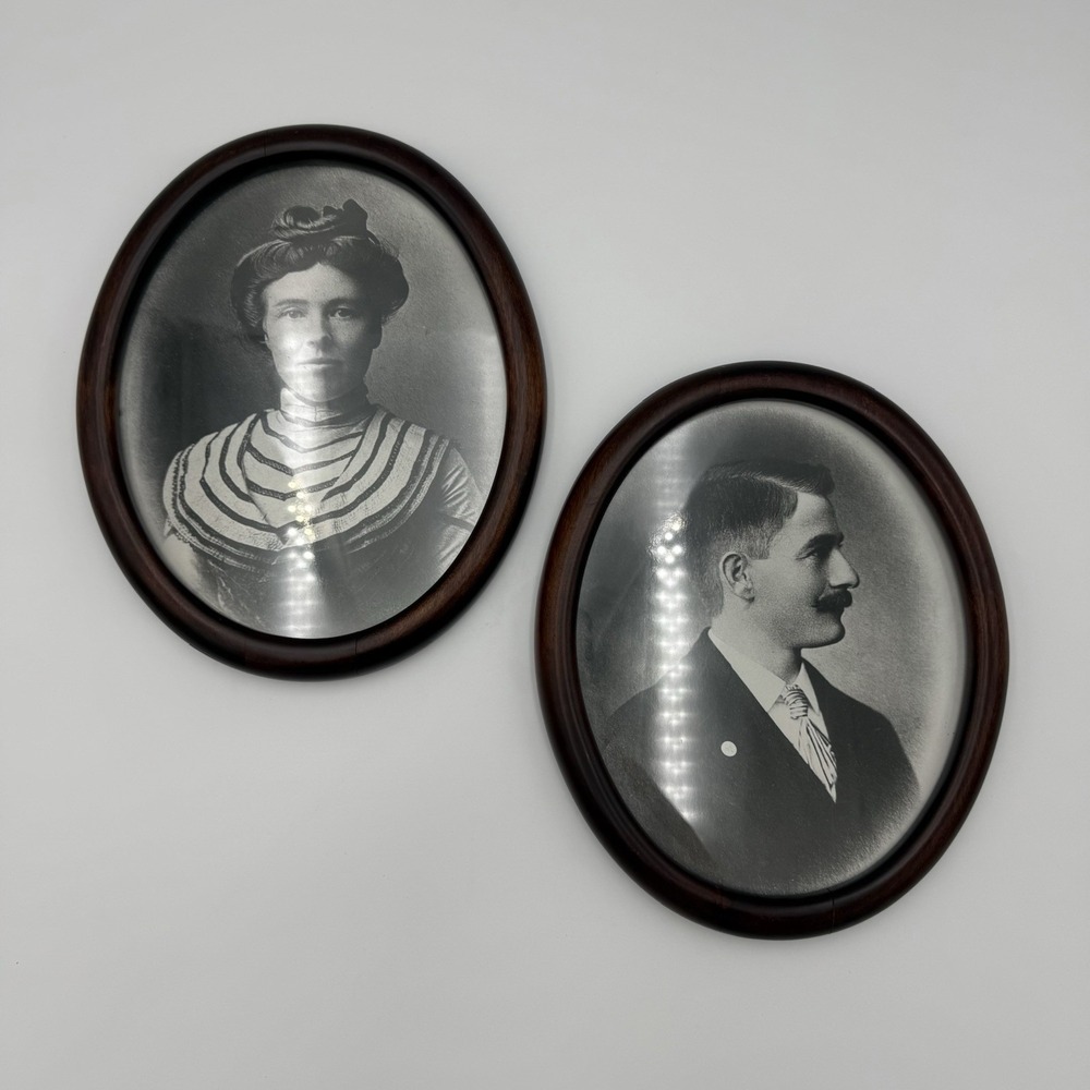 Set 2 Vintage Picture Frame Ornate Oval Brown Walnut Wood Portrait 8 X 10 Photo